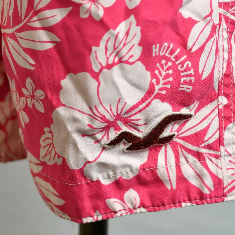 Hollister Pink/White Floral Board Shorts - Size S
